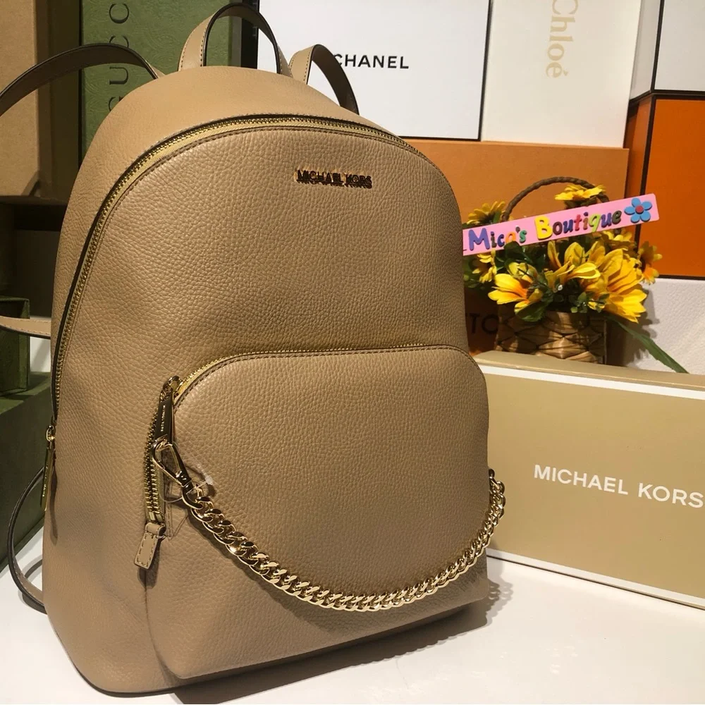 🆕MICHAEL KORS JET SET MD W/chain Non-leather Vegan Material